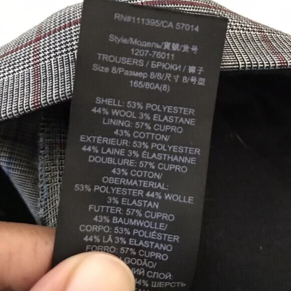 Tory Burch Gray Plaid Pleated Wool Blend Mid Rise Academia Dress Pants - 4 - Picture 8 of 9